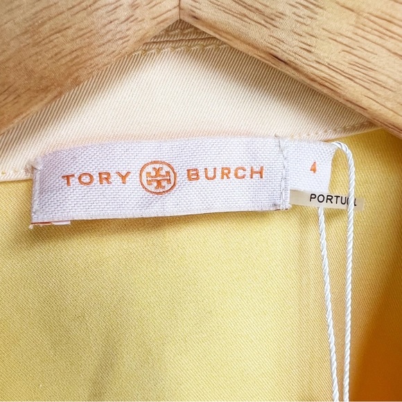 Tory Burch 🐆 Cotton Twill Safari Shirt in Iced Lemon NWT - Picture 9 of 12